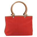 Salvatore Ferragamo Gancini Tote Bag Canvas Red Silver Auth 193384V-13