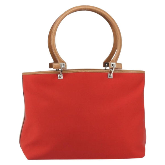 Salvatore Ferragamo Gancini Tote Bag Canvas Red Silver Auth 193384V