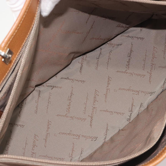 Salvatore Ferragamo Gancini Tote Bag Canvas Red Silver Auth 193384V