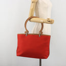 Salvatore Ferragamo Gancini Tote Bag Canvas Red Silver Auth 193384V-25