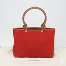 Salvatore Ferragamo Gancini Tote Bag Canvas Red Silver Auth 193384V-12