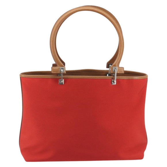 Salvatore Ferragamo Gancini Tote Bag Canvas Red Silver Auth 193384V