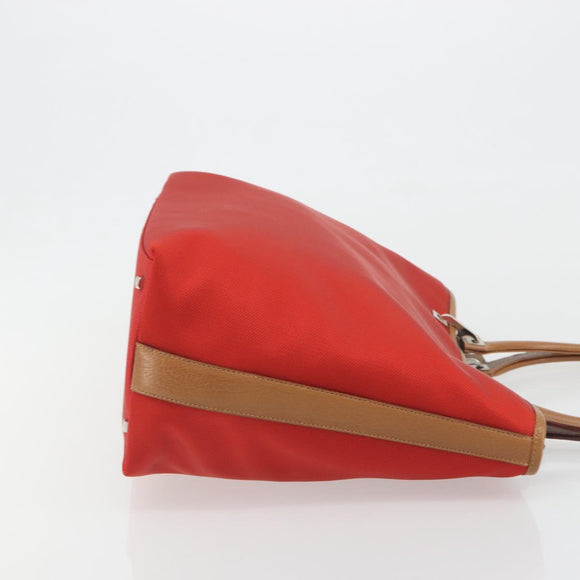 Salvatore Ferragamo Gancini Tote Bag Canvas Red Silver Auth 193384V