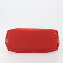 Salvatore Ferragamo Gancini Tote Bag Canvas Red Silver Auth 193384V-5