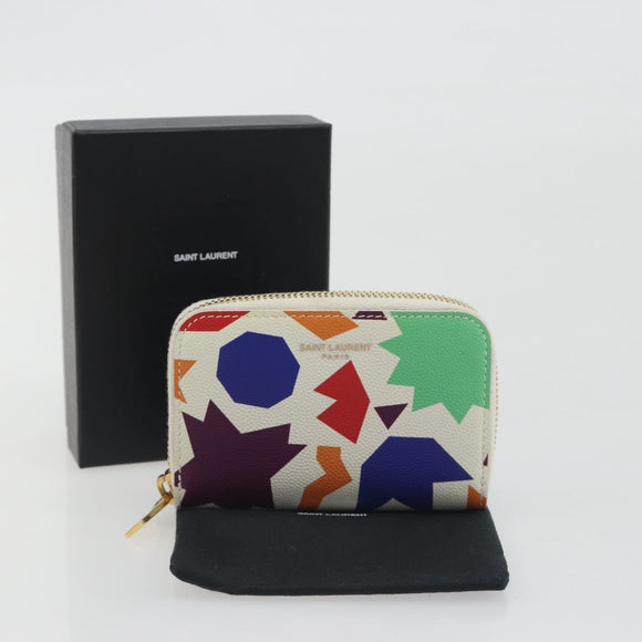 SAINT LAURENT Coin Purse Leather Multicolor Silver Auth 193388V