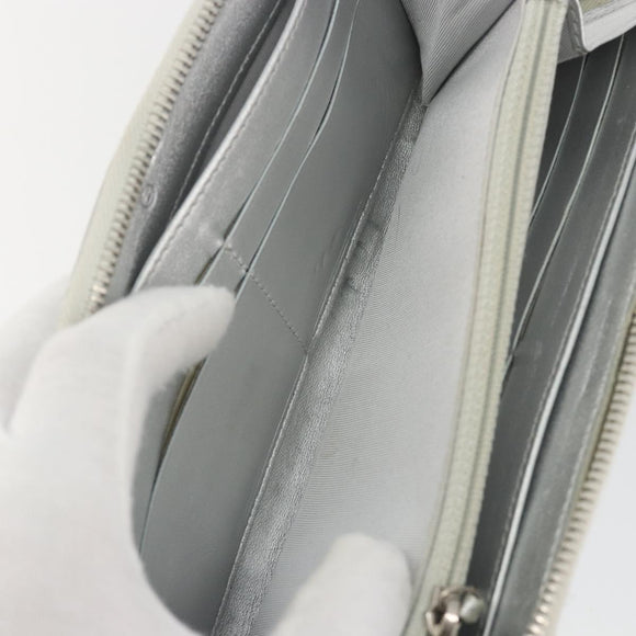 CHANEL Matelasse Long Wallet Lamb Skin Silver CC Auth 193392A