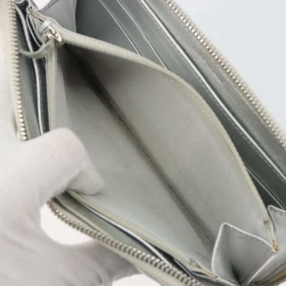 CHANEL Matelasse Long Wallet Lamb Skin Silver CC Auth 193392A