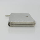 CHANEL Matelasse Long Wallet Lamb Skin Silver CC Auth 193392A-3