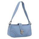 BURBERRY Shoulder Bag Leather Light Blue Silver Auth 193399A-1