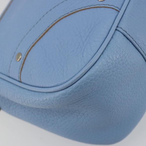 BURBERRY Shoulder Bag Leather Light Blue Silver Auth 193399A
