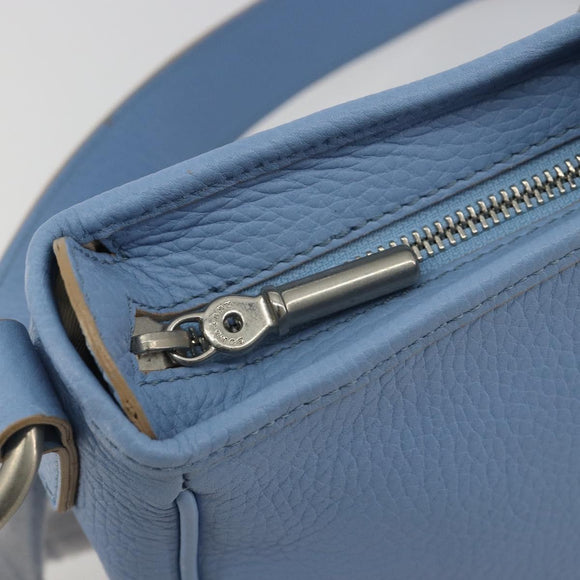 BURBERRY Shoulder Bag Leather Light Blue Silver Auth 193399A