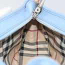 BURBERRY Shoulder Bag Leather Light Blue Silver Auth 193399A-19