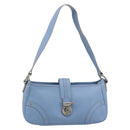 BURBERRY Shoulder Bag Leather Light Blue Silver Auth 193399A-2
