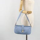 BURBERRY Shoulder Bag Leather Light Blue Silver Auth 193399A-22