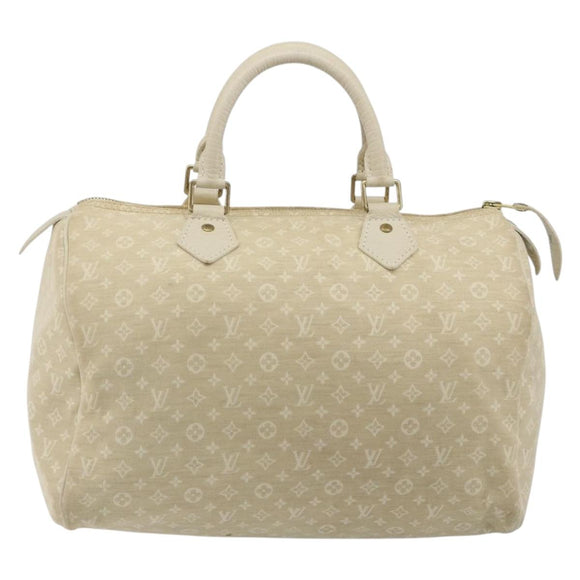 LOUIS VUITTON Monogram Mini Lin Speedy 30 Bag White Dunne M95319 LV Auth 193401