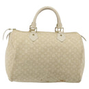 LOUIS VUITTON Monogram Mini Lin Speedy 30 Bag White Dunne M95319 LV Auth 193401-3