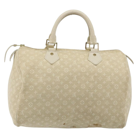 LOUIS VUITTON Monogram Mini Lin Speedy 30 Bag White Dunne M95319 LV Auth 193401