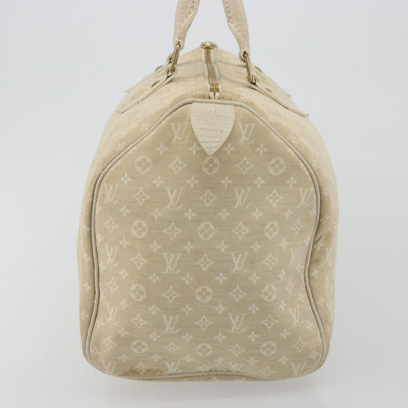LOUIS VUITTON Monogram Mini Lin Speedy 30 Bag White Dunne M95319 LV Auth 193401