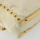 PRADA Shoulder Bag Nylon 2way Beige Gold Auth 193402A-17