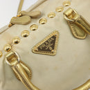 PRADA Shoulder Bag Nylon 2way Beige Gold Auth 193402A-18