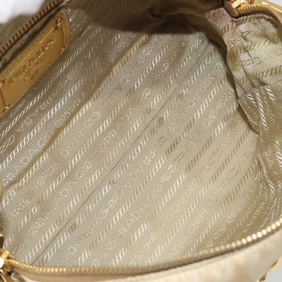 PRADA Shoulder Bag Nylon 2way Beige Gold Auth 193402A