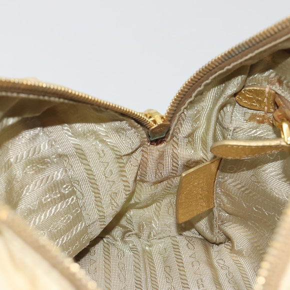 PRADA Shoulder Bag Nylon 2way Beige Gold Auth 193402A