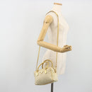 PRADA Shoulder Bag Nylon 2way Beige Gold Auth 193402A-25
