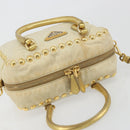 PRADA Shoulder Bag Nylon 2way Beige Gold Auth 193402A-6