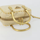 PRADA Shoulder Bag Nylon 2way Beige Gold Auth 193402A-7