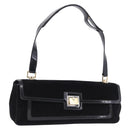 Salvatore Ferragamo Shoulder Bag Suede Black Gold Auth 193403A-1