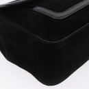 Salvatore Ferragamo Shoulder Bag Suede Black Gold Auth 193403A-10
