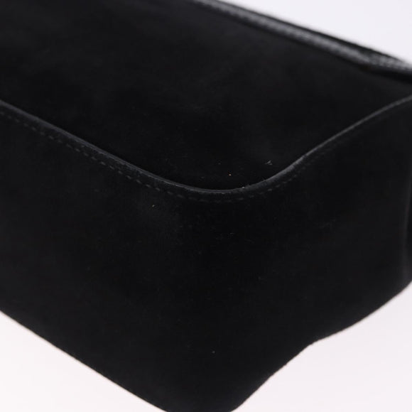 Salvatore Ferragamo Shoulder Bag Suede Black Gold Auth 193403A