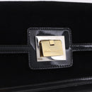 Salvatore Ferragamo Shoulder Bag Suede Black Gold Auth 193403A-14
