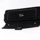 Salvatore Ferragamo Shoulder Bag Suede Black Gold Auth 193403A-15
