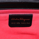 Salvatore Ferragamo Shoulder Bag Suede Black Gold Auth 193403A-16