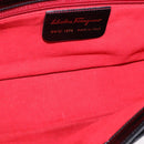 Salvatore Ferragamo Shoulder Bag Suede Black Gold Auth 193403A-17