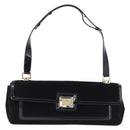 Salvatore Ferragamo Shoulder Bag Suede Black Gold Auth 193403A-2