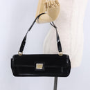 Salvatore Ferragamo Shoulder Bag Suede Black Gold Auth 193403A-22