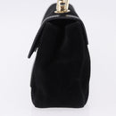 Salvatore Ferragamo Shoulder Bag Suede Black Gold Auth 193403A-4