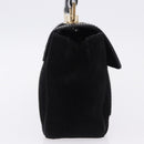 Salvatore Ferragamo Shoulder Bag Suede Black Gold Auth 193403A-5