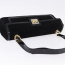 Salvatore Ferragamo Shoulder Bag Suede Black Gold Auth 193403A-6