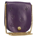 CELINE Star Ball Chain Shoulder Bag Leather Purple Gold Auth 193407V-1
