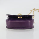CELINE Star Ball Chain Shoulder Bag Leather Purple Gold Auth 193407V-5