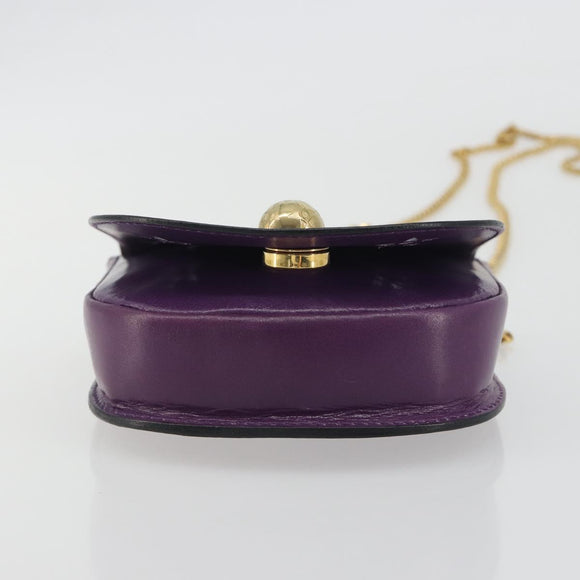 CELINE Star Ball Chain Shoulder Bag Leather Purple Gold Auth 193407V
