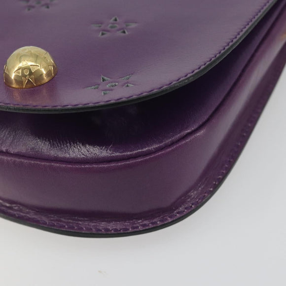 CELINE Star Ball Chain Shoulder Bag Leather Purple Gold Auth 193407V