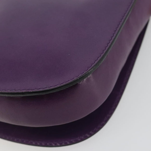 CELINE Star Ball Chain Shoulder Bag Leather Purple Gold Auth 193407V