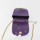 CELINE Star Ball Chain Shoulder Bag Leather Purple Gold Auth 193407V-10