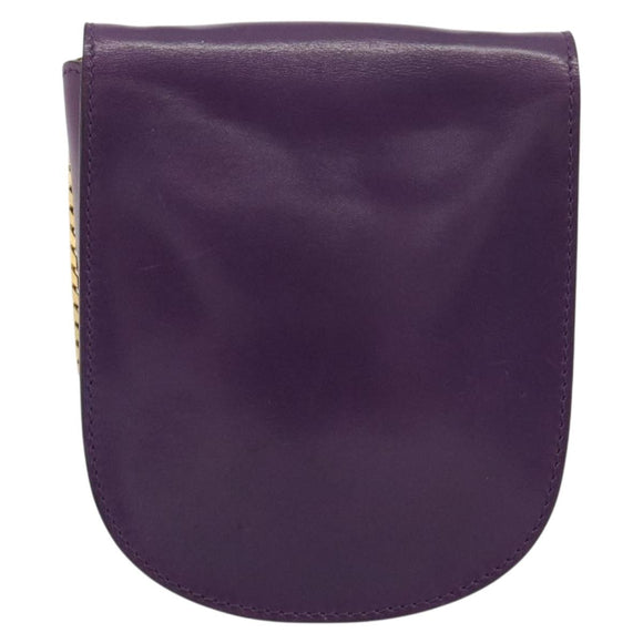 CELINE Star Ball Chain Shoulder Bag Leather Purple Gold Auth 193407V