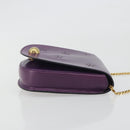 CELINE Star Ball Chain Shoulder Bag Leather Purple Gold Auth 193407V-3