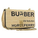BURBERRY Chain Shoulder Bag Raffia Beige Gold Auth 193413A-1